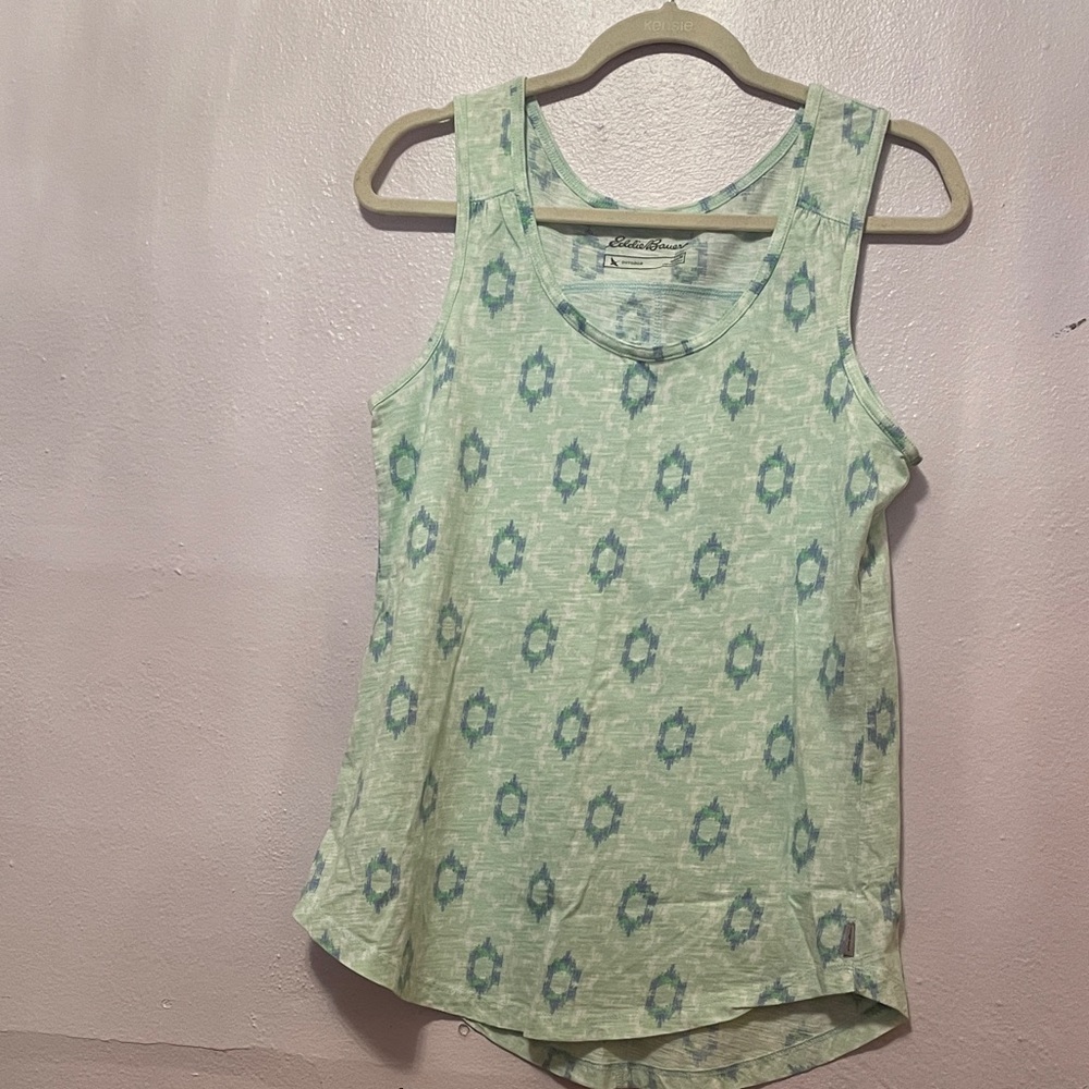 Eddie Bauer Mint and Blue Patterned Tank Top